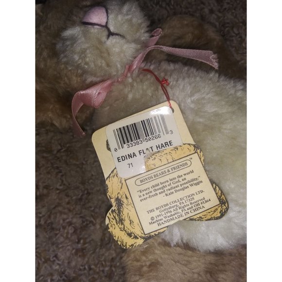 Boyds Bears in the Attic Edina Flat Hare Stuffed Bunny Plush Brown Rabbit Toy - Picture 5 of 8